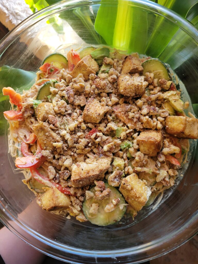 Vermicelli Salad w/ Cucumber, Walnuts, & Avocado