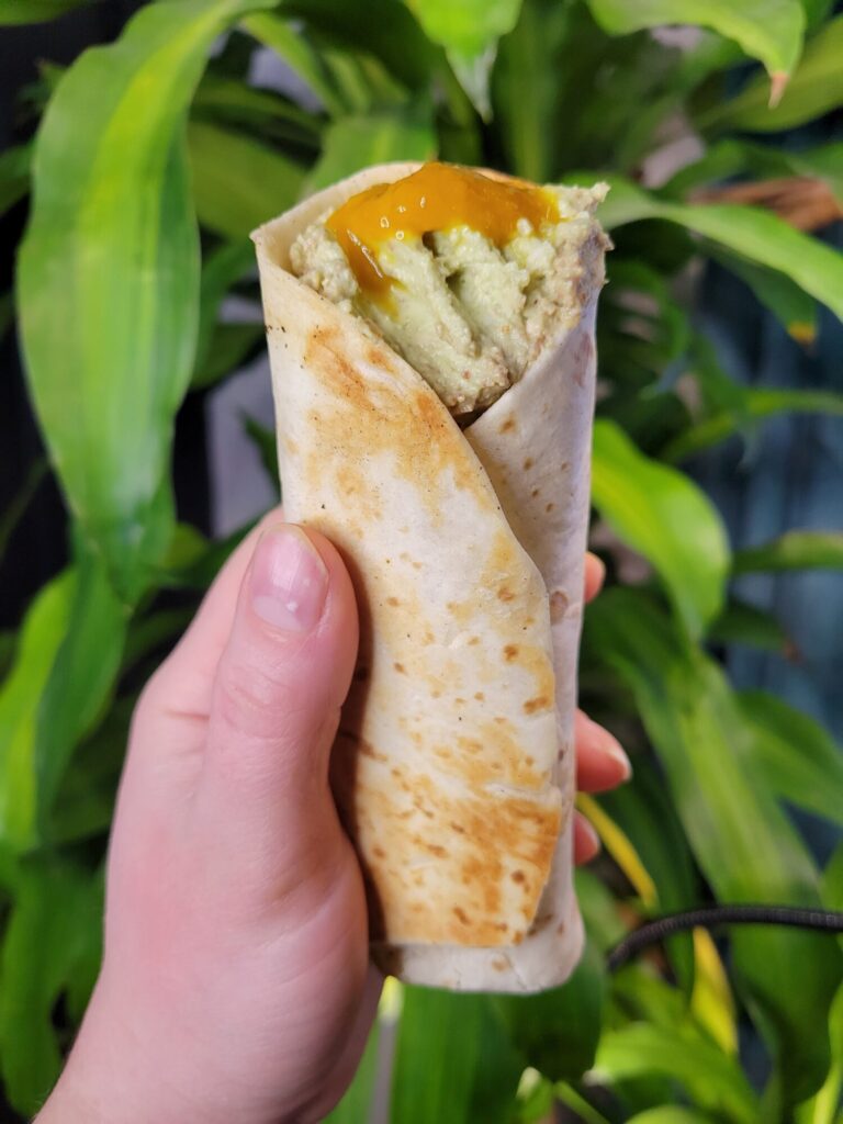 Burrito w/ Sweet Potato Quinoa & Avocado Dip