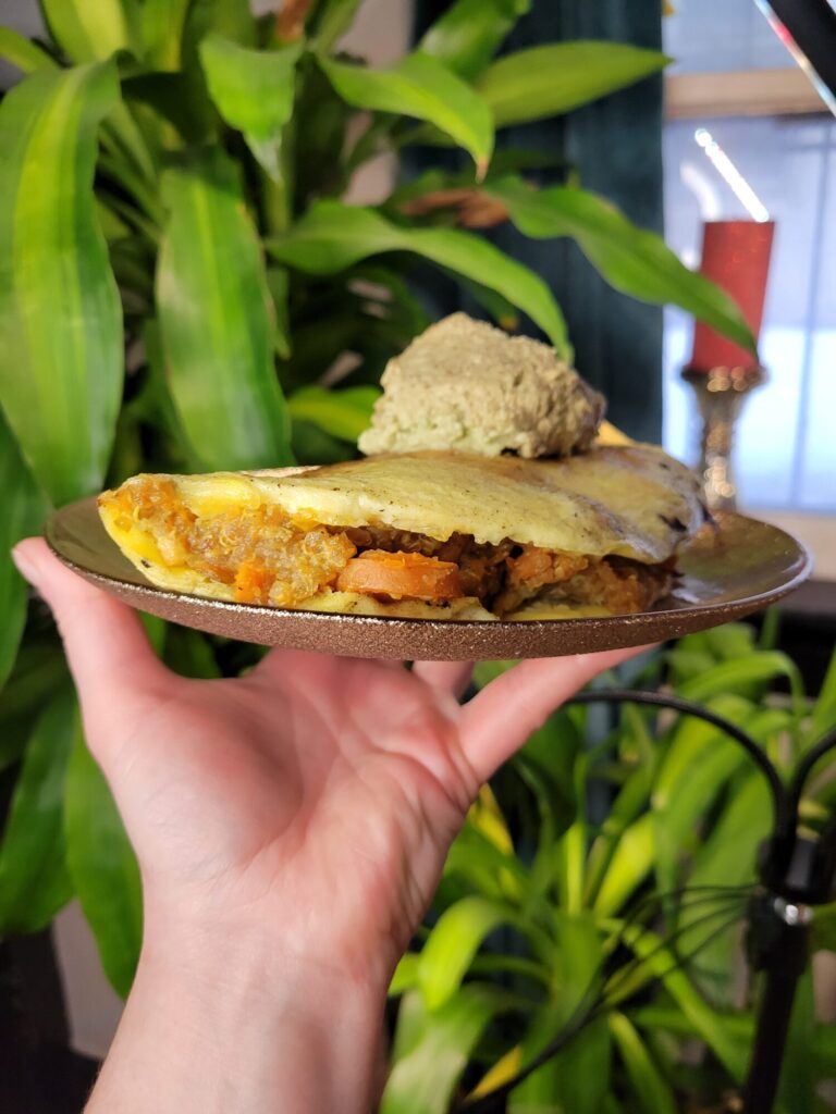 Omelette w/ Sweet Potato Quinoa & Avocado Dip