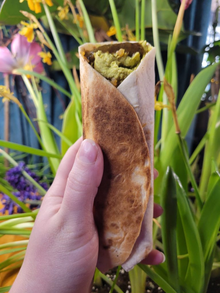 Burrito w/ Multicolored Potato Curry & Sprouts