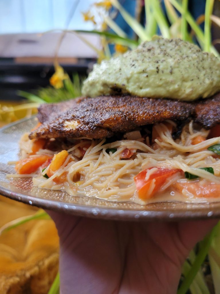 Salad w/ Blackened Tilapia, Avocado, & Vermicelli