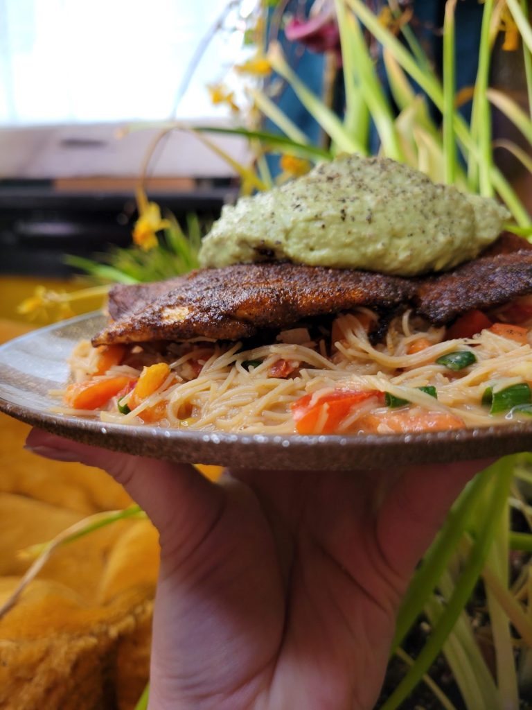 Salad w/ Blackened Tilapia, Avocado, & Vermicelli