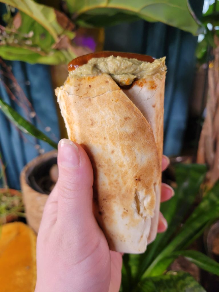 Burrito w/ Peanut Butter Quinoa & Avocado Dip