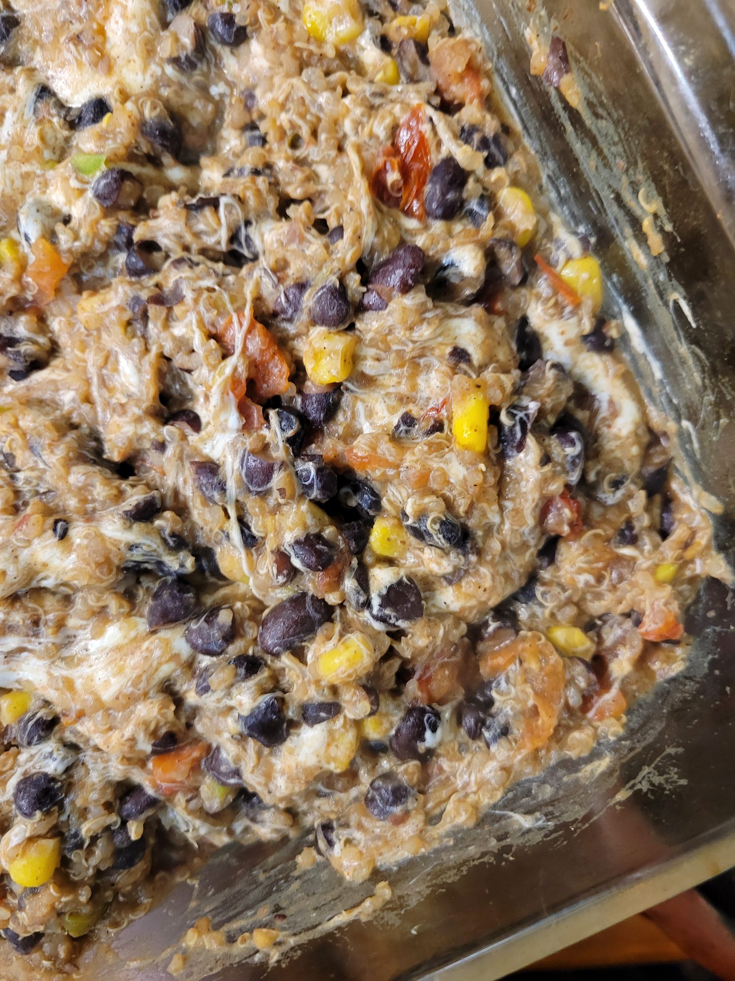 Bean Dip w/ Fresh Mozzarella, Quinoa, Black Beans, & Corn