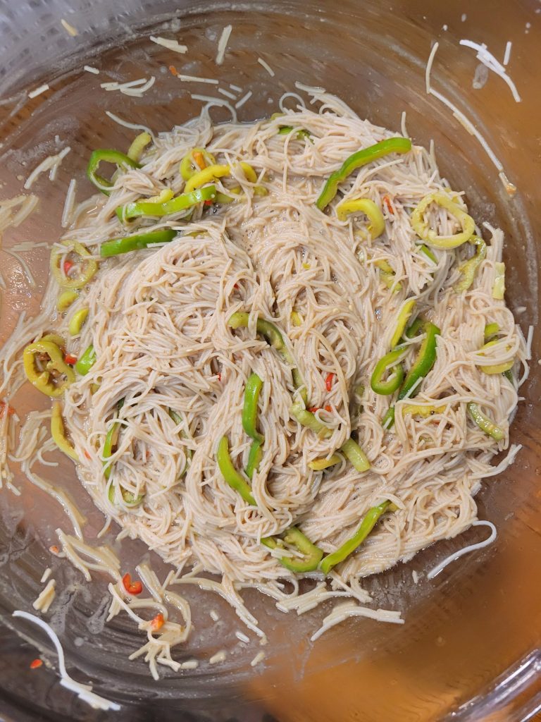 Vermicelli Salad w/ Tofu, Zucchini, Peppers, & Sprouts