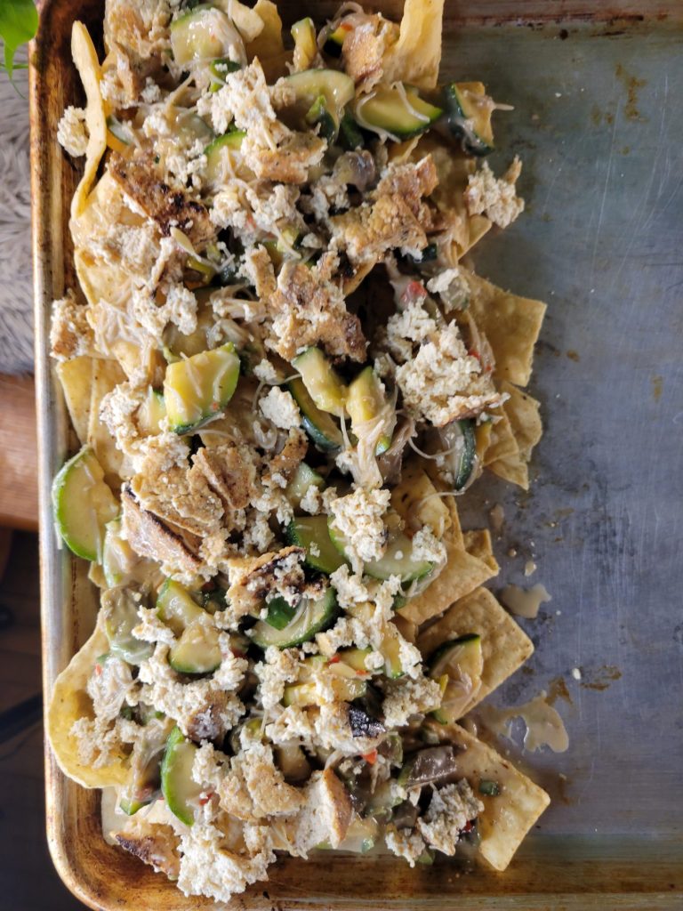 Nachos w/ Vermicelli, Cucumber, Zucchini, & Avocados