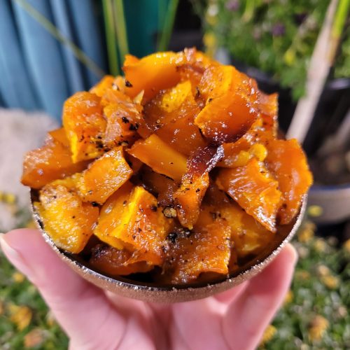 Roasted Red Hubbard Squash Cubes