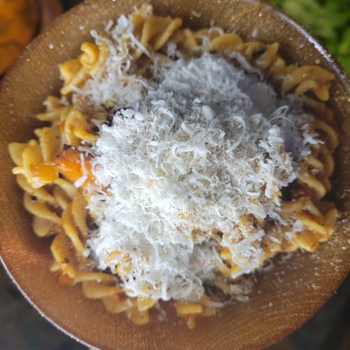 Fusilli w/ Sweet Potato, Bell Pepper, Garlic, & Ginger