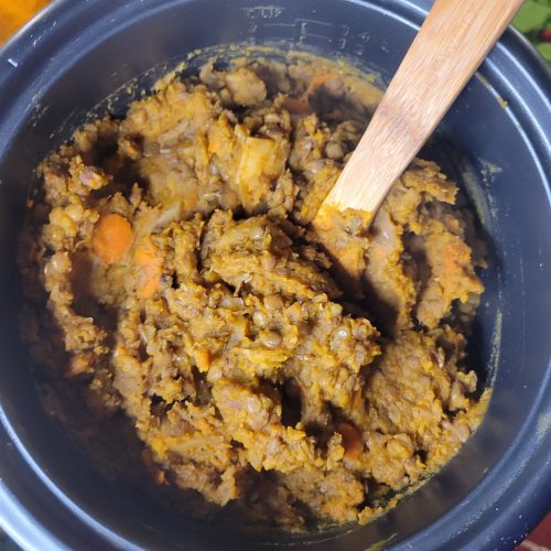 Lentils w/ Kabocha Squash, Potatoes, Ginger, & Tamari