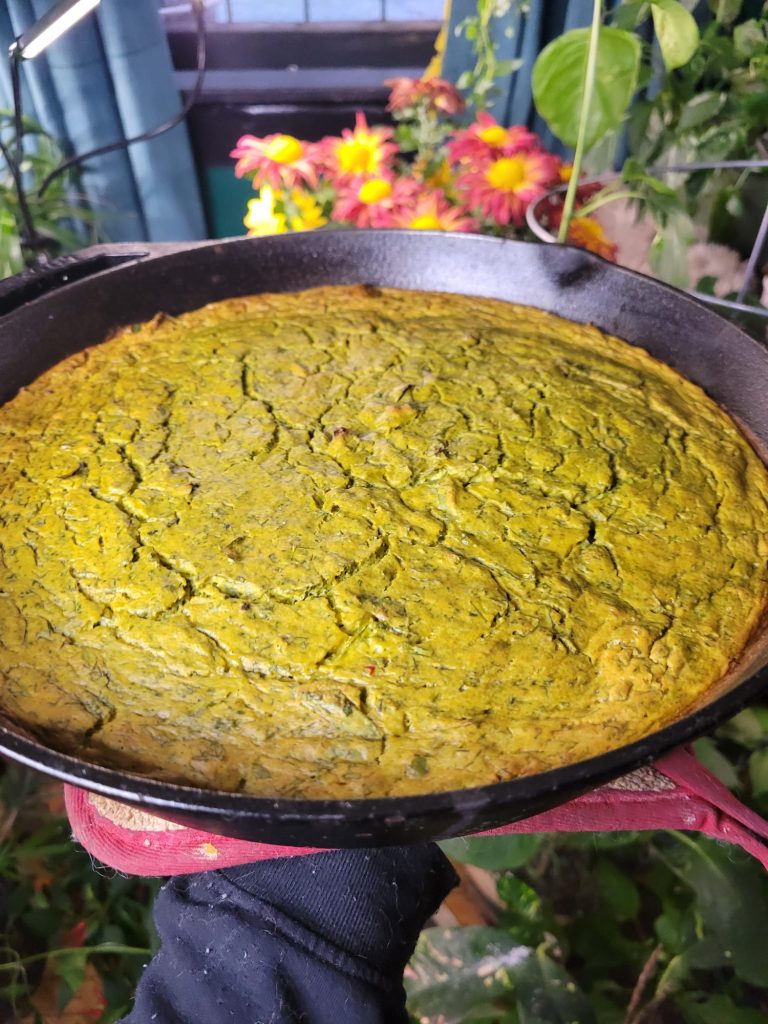 Quiche w/ Curry, Cashew, Spinach, Squash, & Ginger