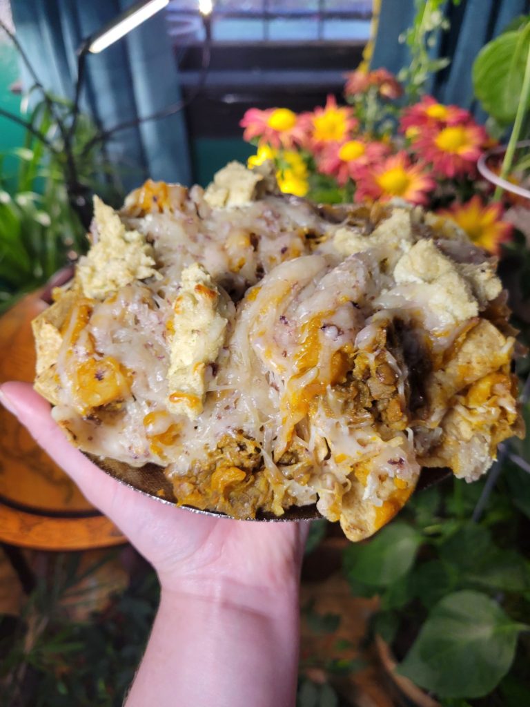 Nachos w/ Ginger Lentils, Kabocha Squash, & Cashews