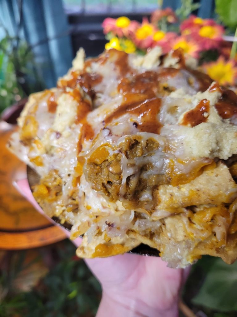 Nachos w/ Ginger Lentils, Kabocha Squash, & Cashews