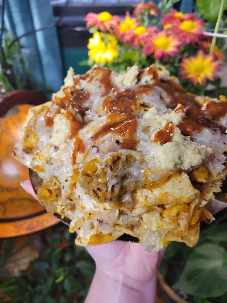 Nachos w/ Ginger Lentils, Kabocha Squash, & Cashews