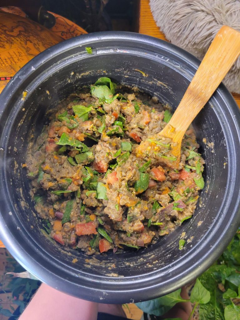 Lentils w/ Sweet Potato, Spinach, Ginger, & Garlic