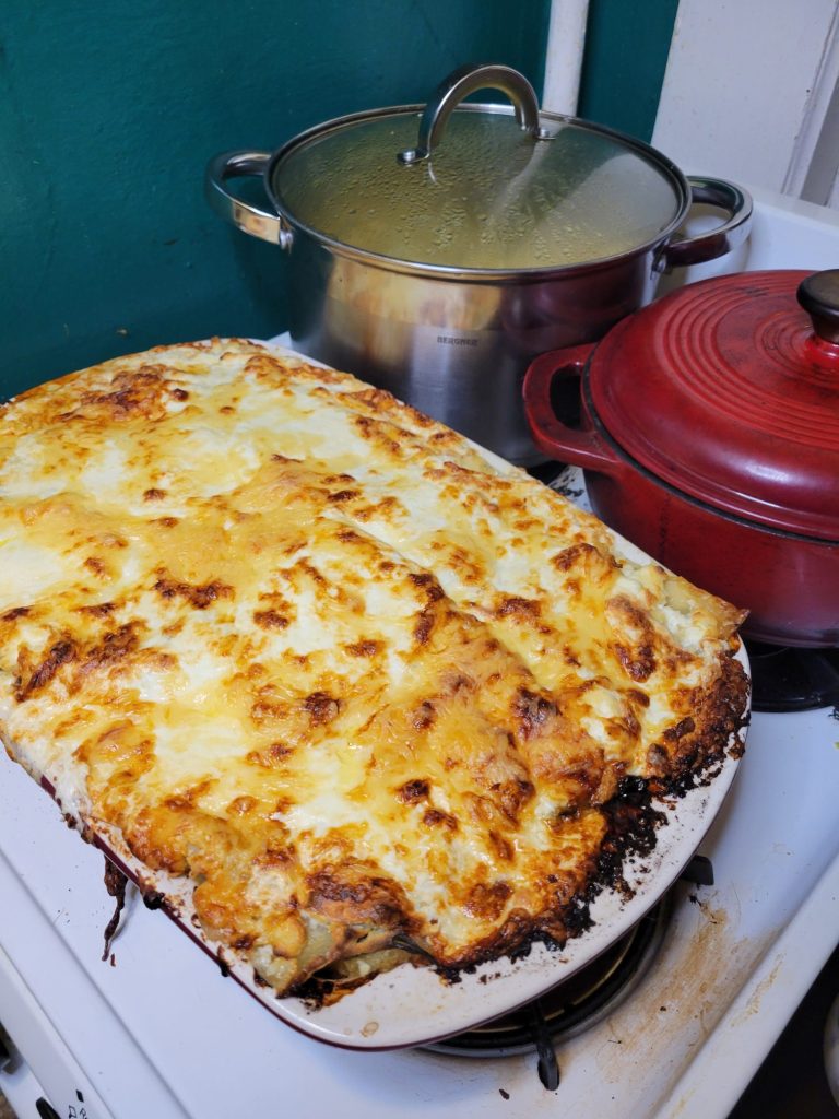 Lasagna w/ Mashed Potatoes, Spinach, & Fresh Mozzarella