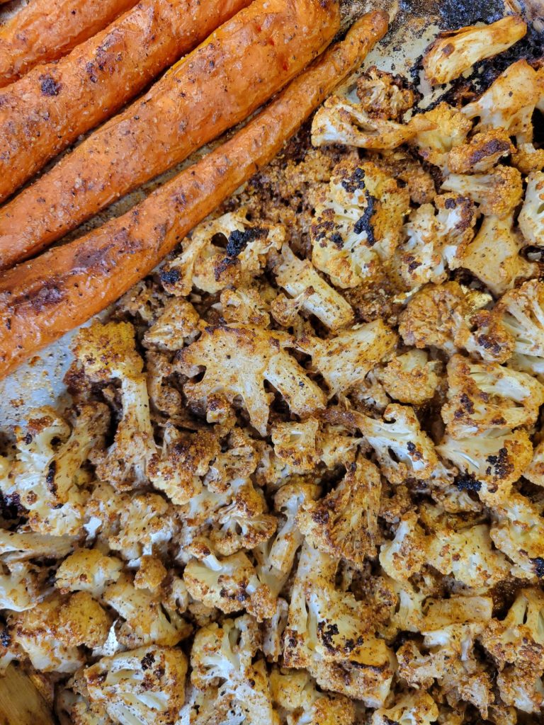 Roasted Carrots & Cauliflower w/ Tahini, Honey, & Wine