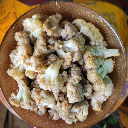 Roasted Cauliflower w/ Tahini, Cumin, & Wine