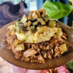 Scrambled Eggs w/ Tamari Quinoa, Pears, & Avocado, Esméralda