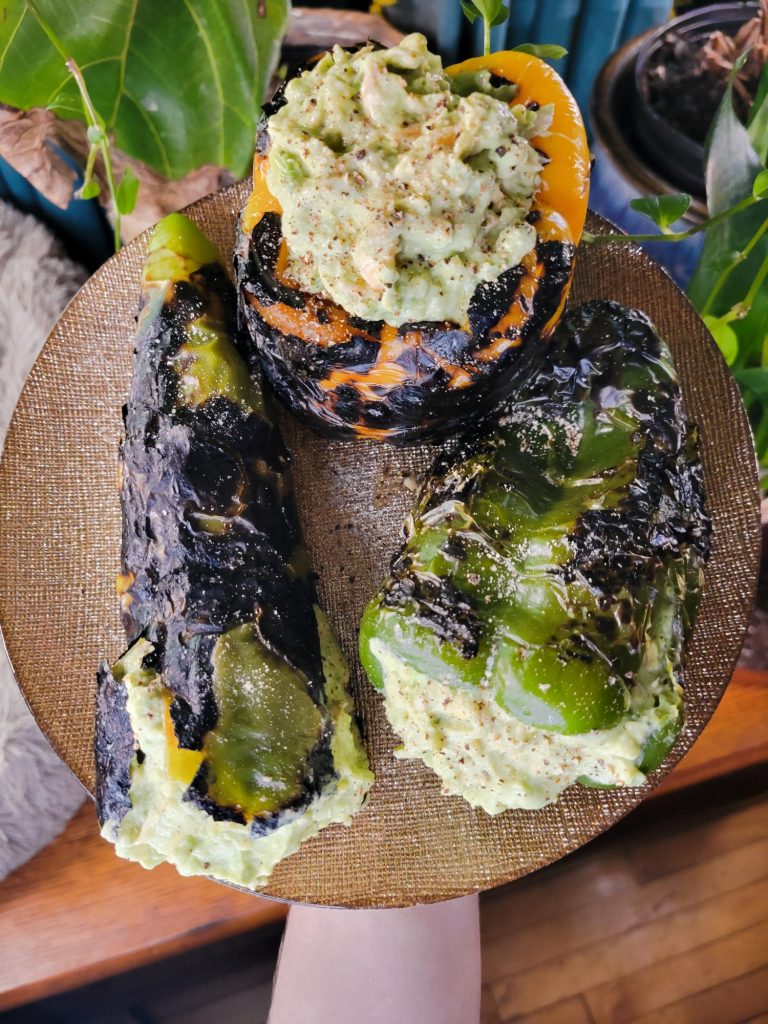 Barbeque Stuffed Peppers w/ Salmon & Avocado