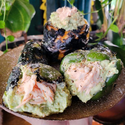 Barbeque Stuffed Peppers w/ Salmon & Avocado