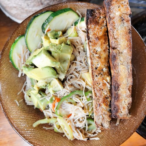 Vermicelli Salad w/ Tofu, Zucchini, Peppers, & Sprouts