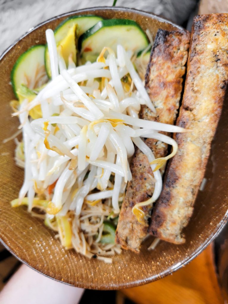 Vermicelli Salad w/ Tofu, Zucchini, Peppers, & Sprouts