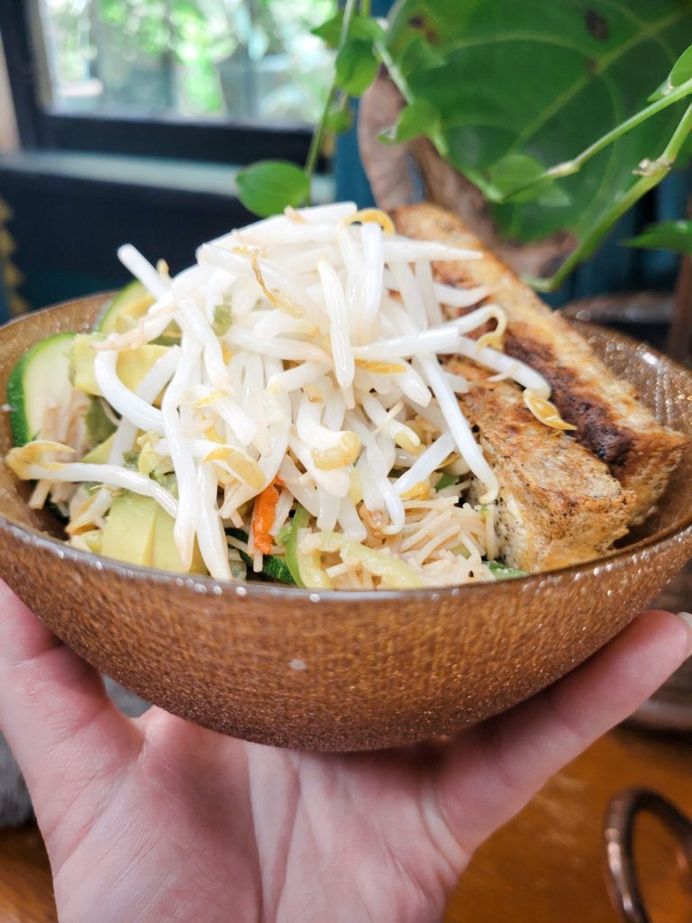 Vermicelli Salad w/ Tofu, Zucchini, Peppers, & Sprouts