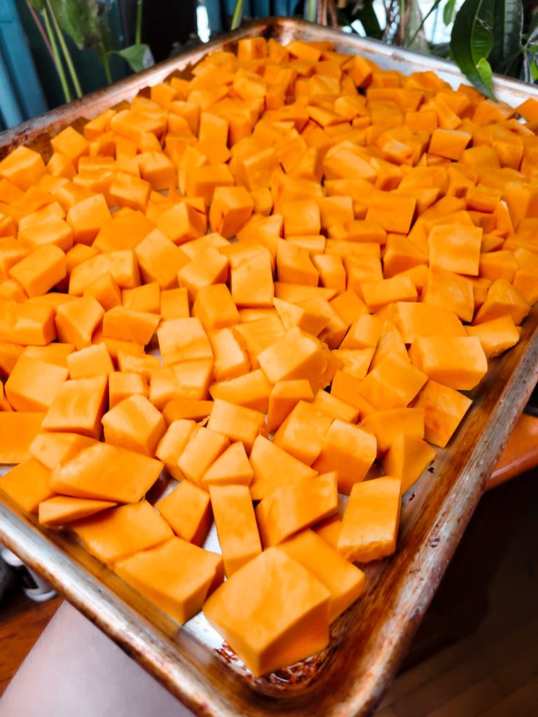 Roasted Red Hubbard Squash Cubes