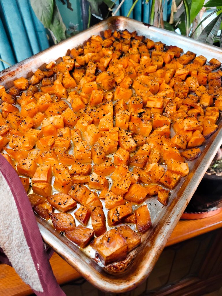 Roasted Red Hubbard Squash Cubes