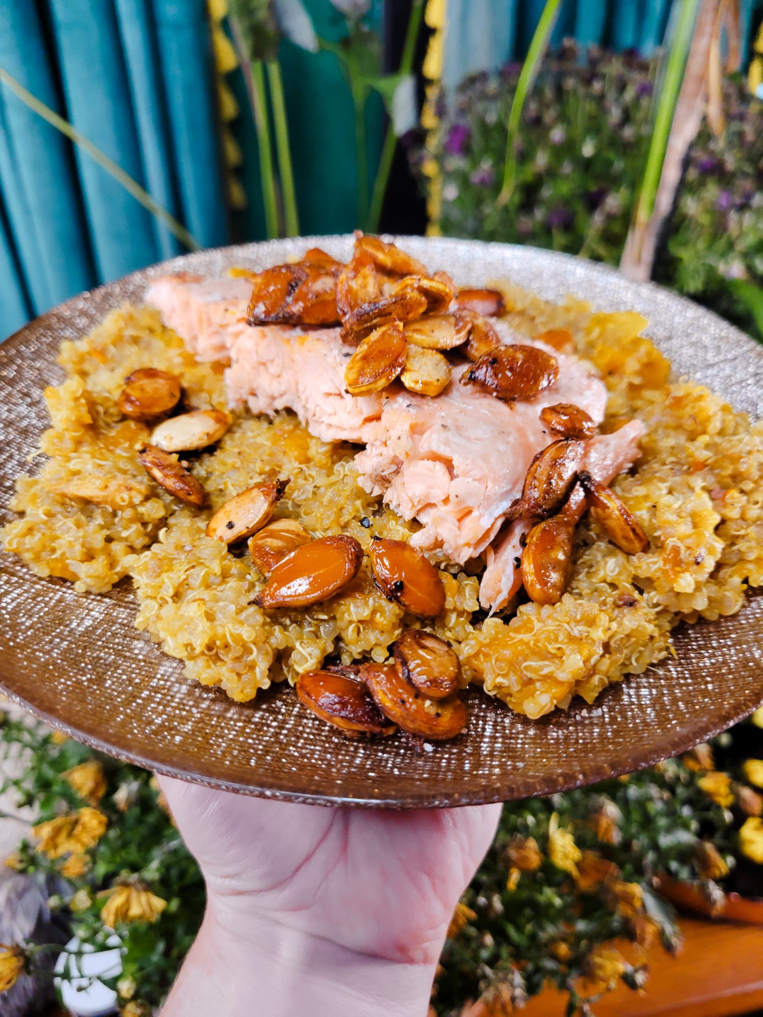 Salad w/ Salmon, Roasted Hubbard Squash, & Quinoa