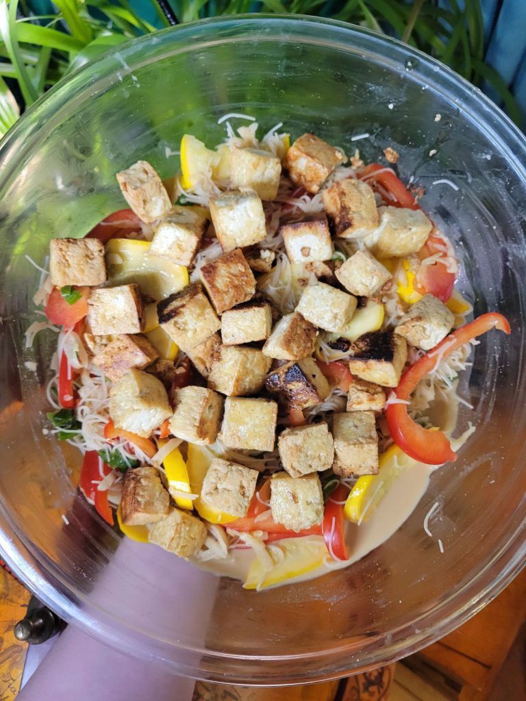Vermicelli Salad w/ Daikon, Tofu, & Yellow Summer Squash