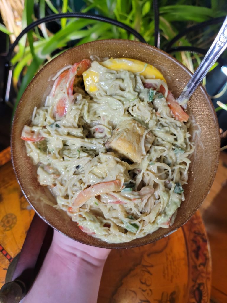 Vermicelli Salad w/ Daikon, Tofu, & Avocado Dip