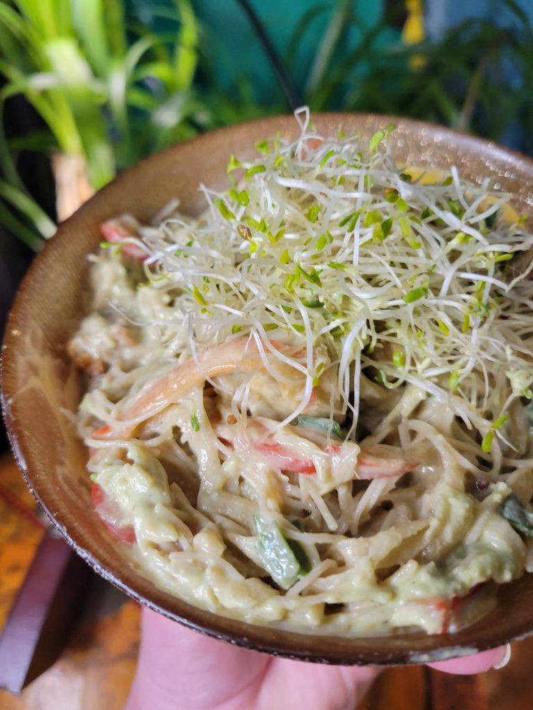 Vermicelli Salad w/ Daikon, Tofu, & Avocado Dip