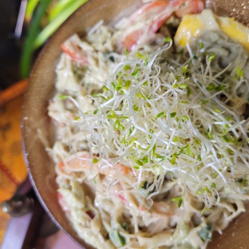 Vermicelli Salad w/ Daikon, Tofu, & Avocado Dip