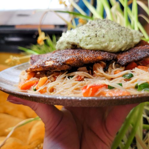 Salad w/ Blackened Tilapia, Avocado, & Vermicelli