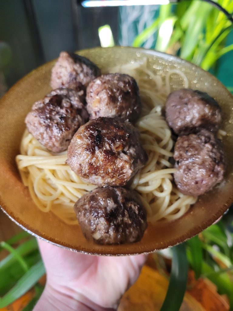 Pasta w/ Venison Meatballs & Grand Cru