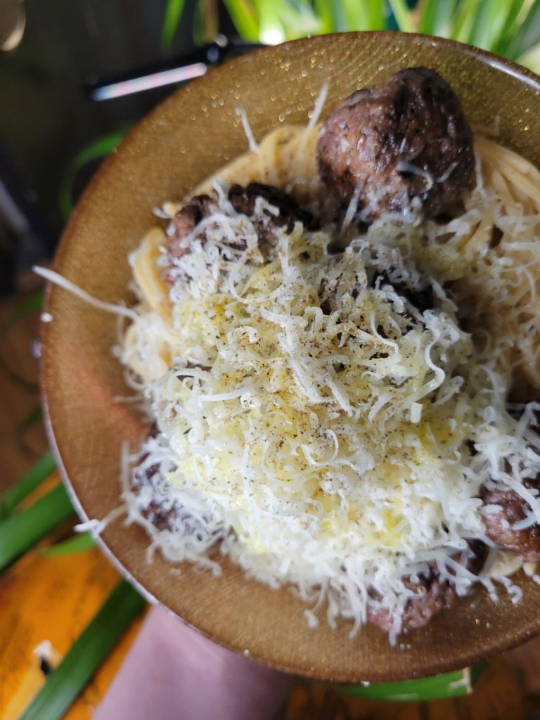 Pasta w/ Venison Meatballs & Grand Cru