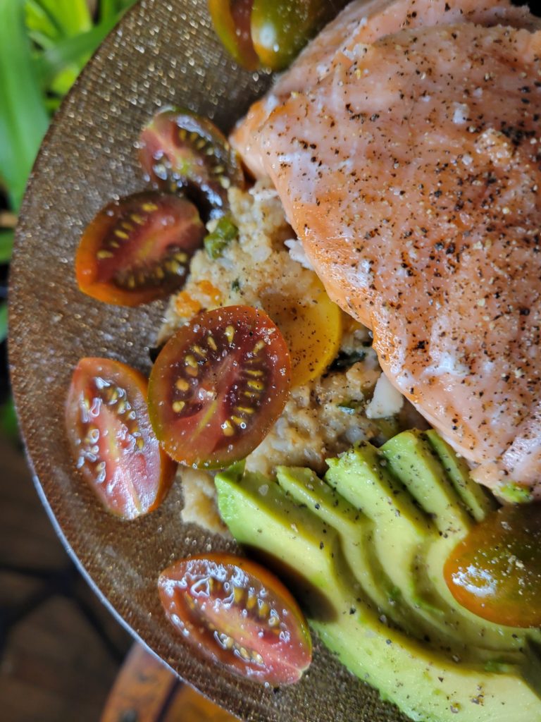 Salad w/ Salmon, Couscous, & Cauliflower