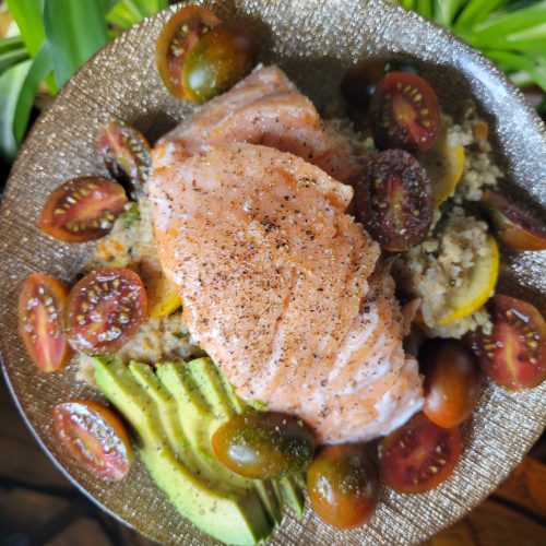 Salad w/ Salmon, Couscous, & Cauliflower