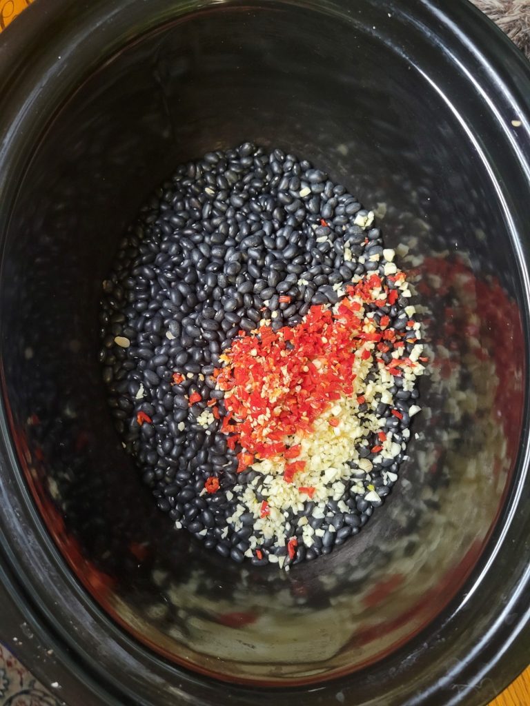 Slow Cooker Black Beans w/ Red Ember Peppers