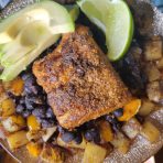 Salad w/ Blackened Cod, Black Beans, & Potatoes