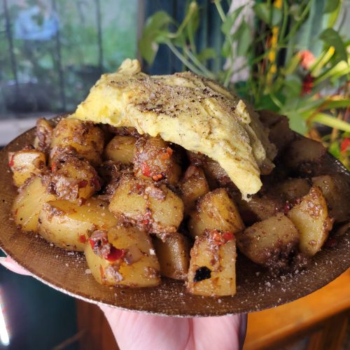 Scrambled Eggs w/ Potatoes & Garden Peppers