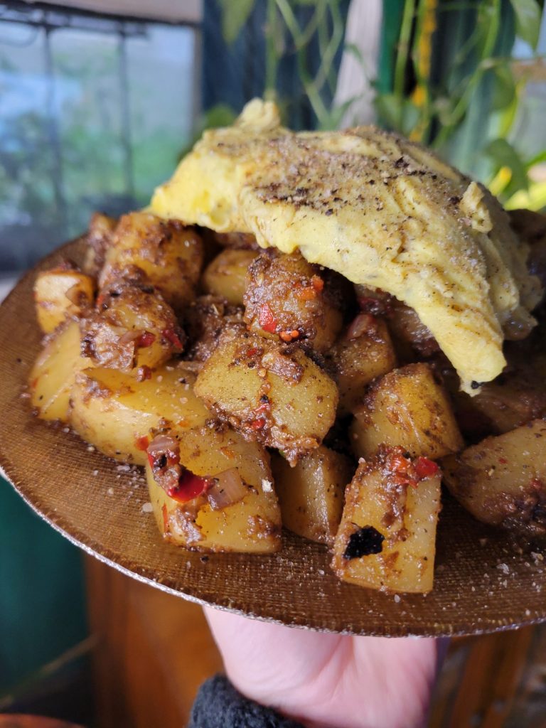 Scrambled Eggs w/ Potatoes & Garden Peppers