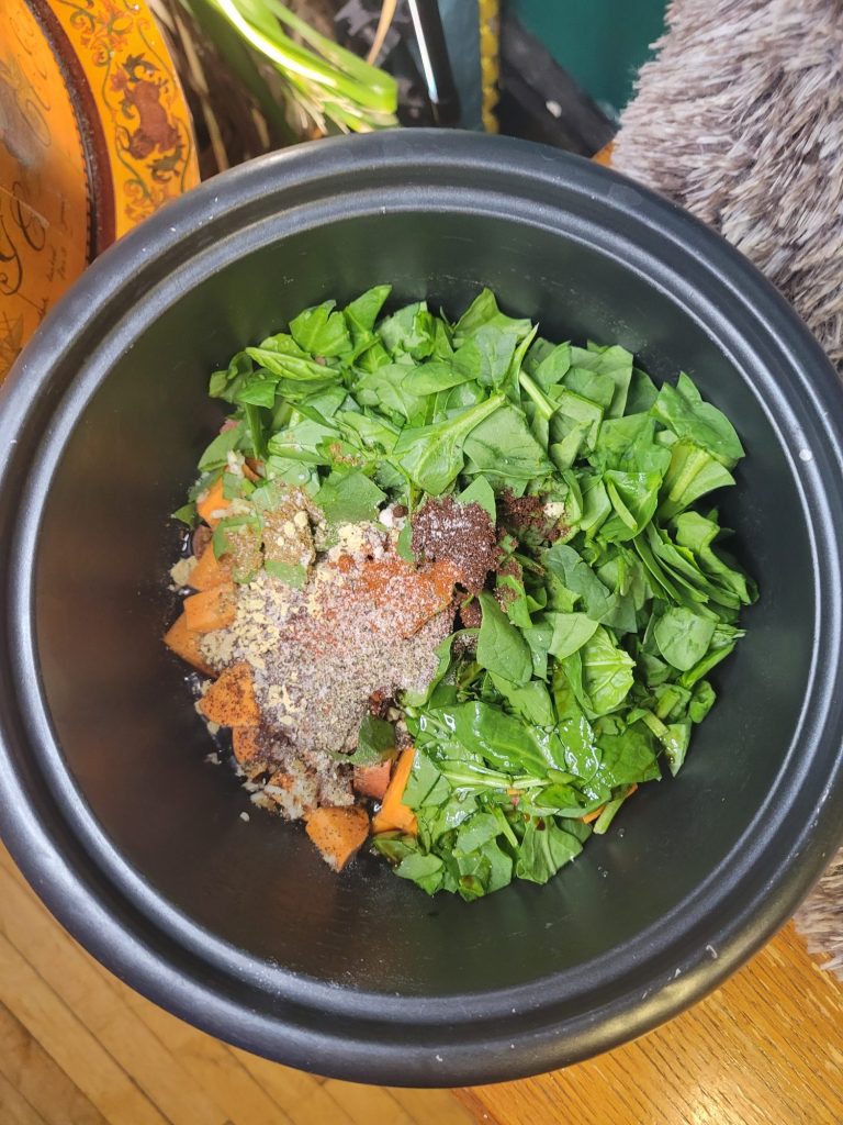 Quinoa w/ Sweet Potatoes, Spinach, & Garlic