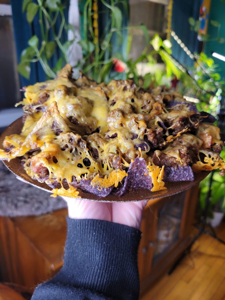 Nachos w/ Sweet Potato, Spinach, Quinoa, & Avocado Dip