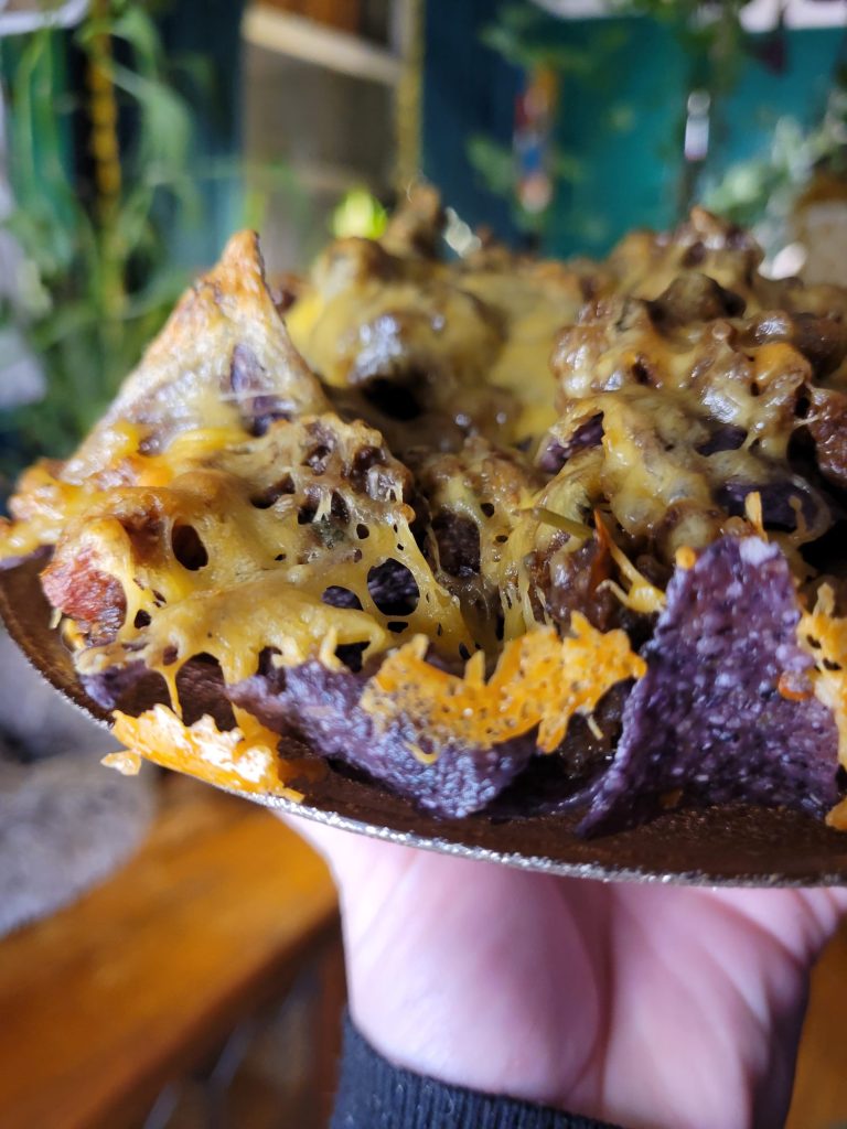 Nachos w/ Sweet Potato, Spinach, Quinoa, & Avocado Dip