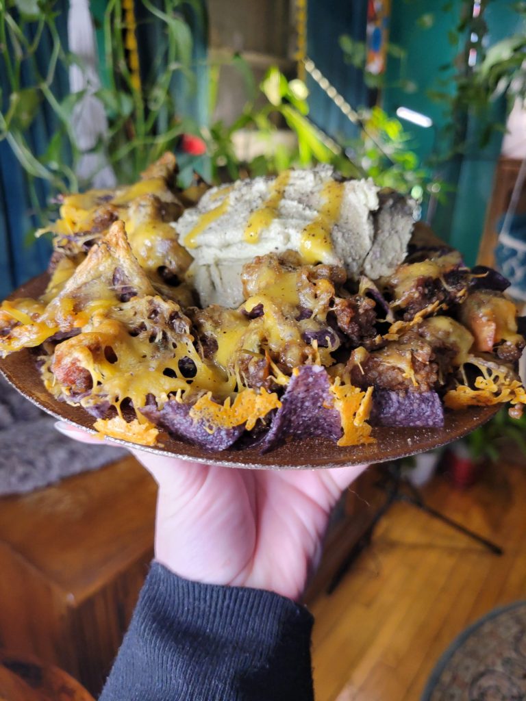 Nachos w/ Sweet Potato, Spinach, Quinoa, & Avocado Dip