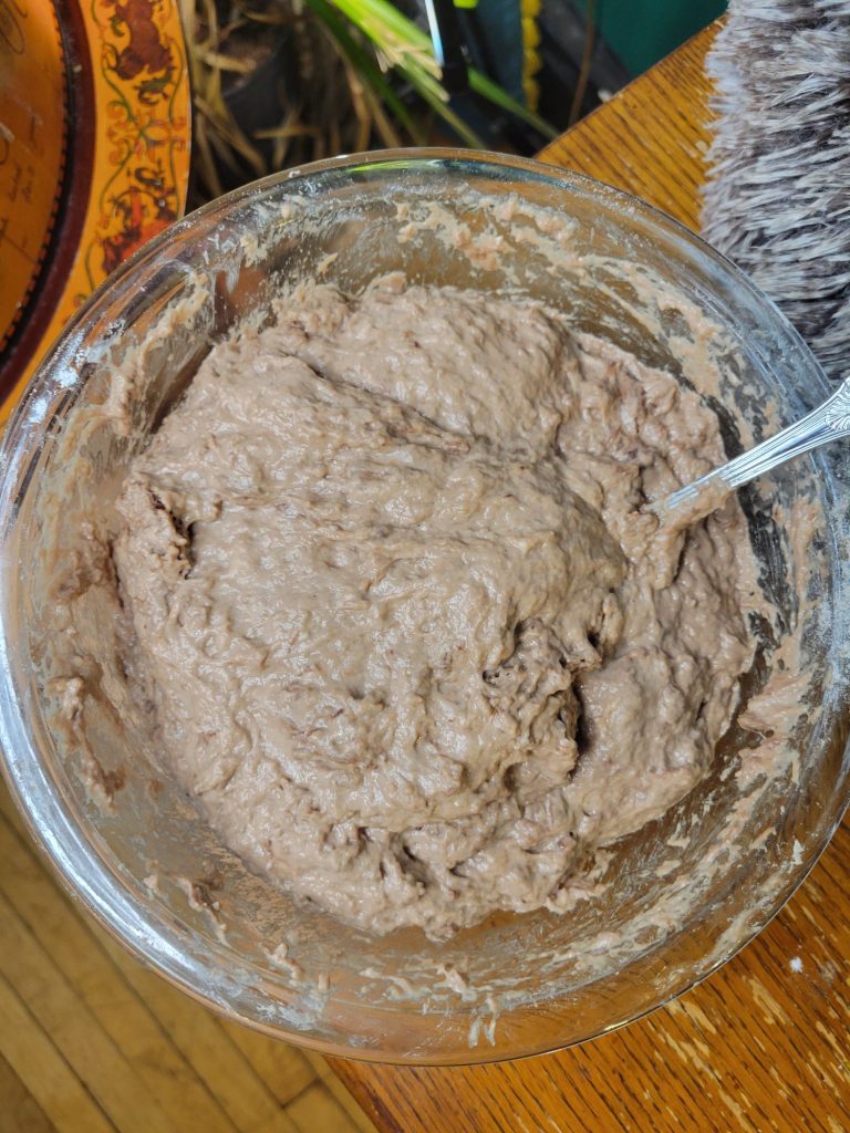 No-knead Dutch Oven Bread w/ Cocoa Powder & Chocolate Chips