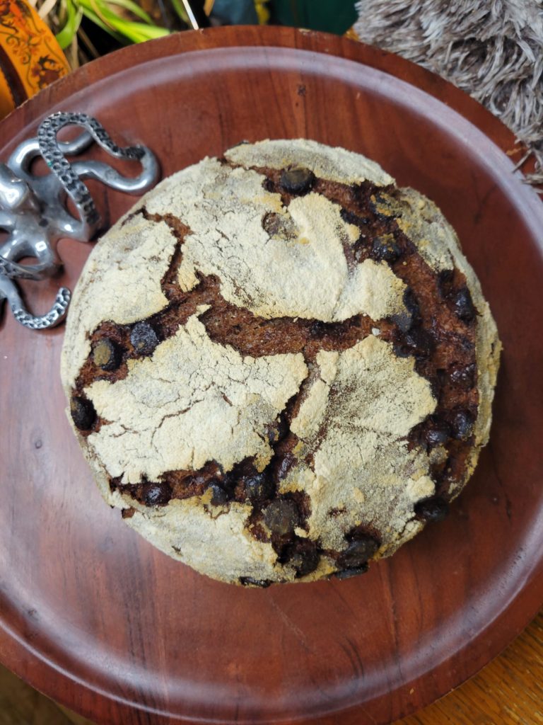 No-knead Dutch Oven Bread w/ Cocoa Powder & Chocolate Chips