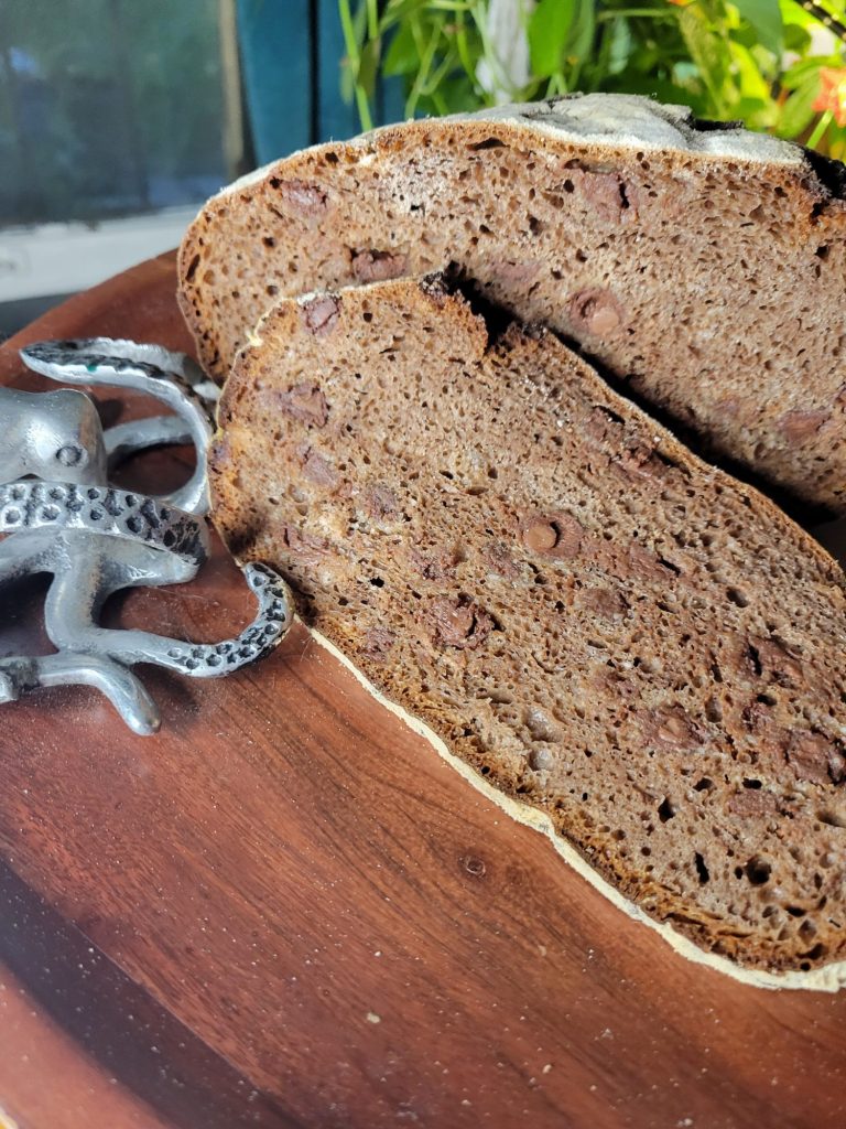 No-knead Dutch Oven Bread w/ Cocoa Powder & Chocolate Chips